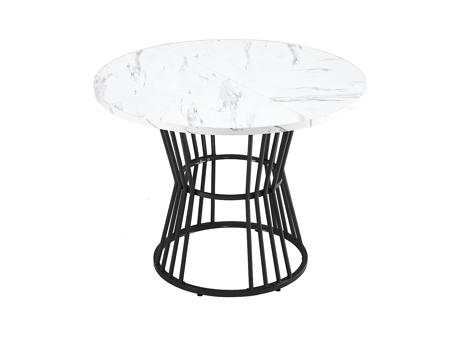 Table à manger blanc - Table à manger avec plateau en MDF et pieds en métal noir - décoration à motifs