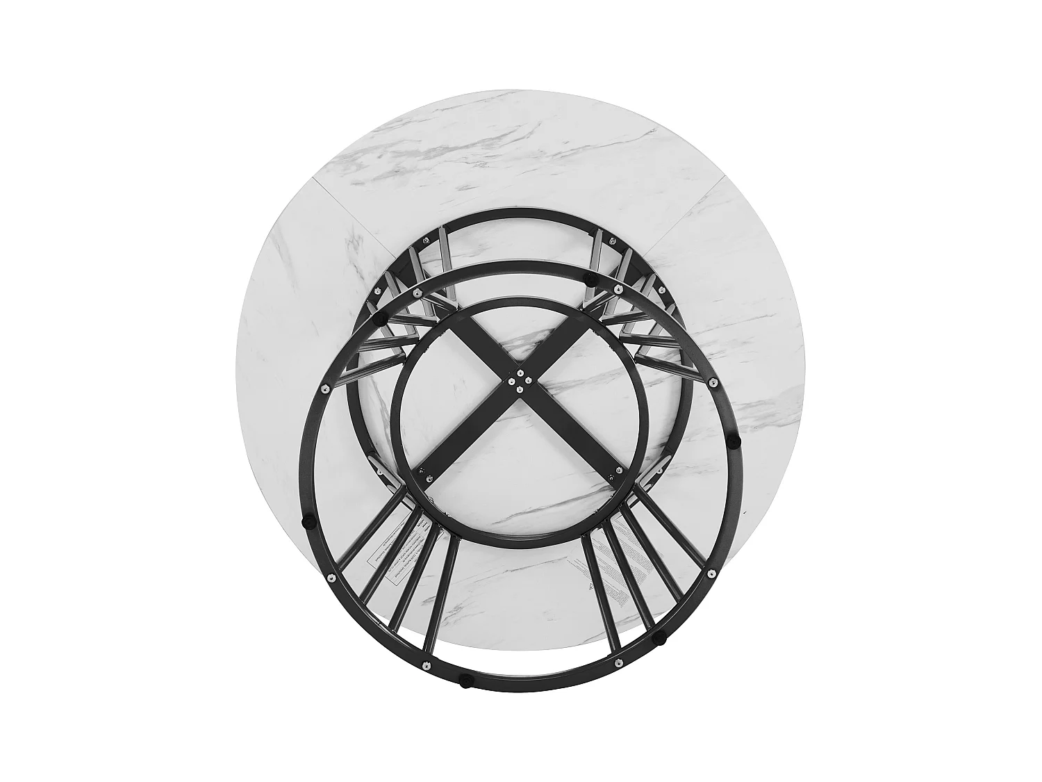 Table à manger blanc - Table à manger avec plateau en MDF et pieds en métal noir - décoration à motifs