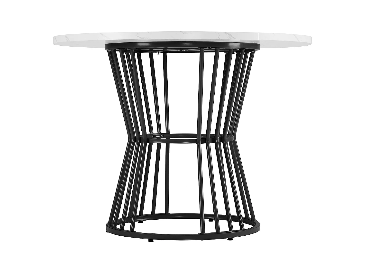 Table à manger blanc - Table à manger avec plateau en MDF et pieds en métal noir - décoration à motifs