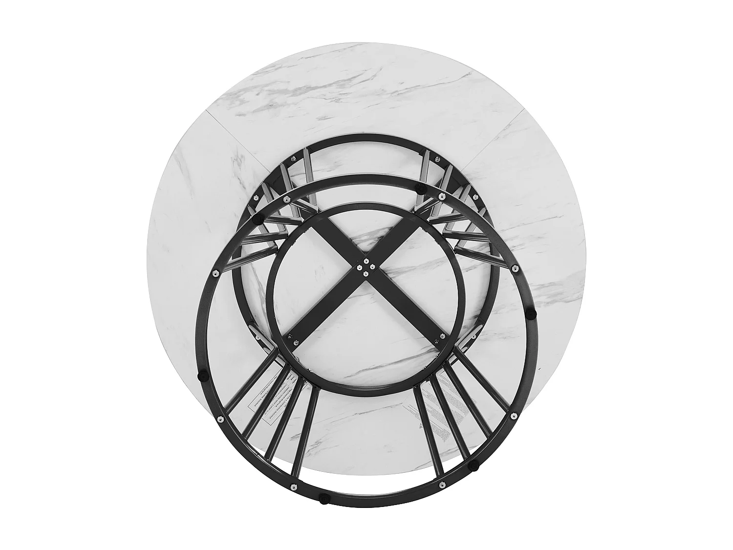 Table à manger blanc - Table à manger avec plateau en MDF et pieds en métal noir - décoration à motifs