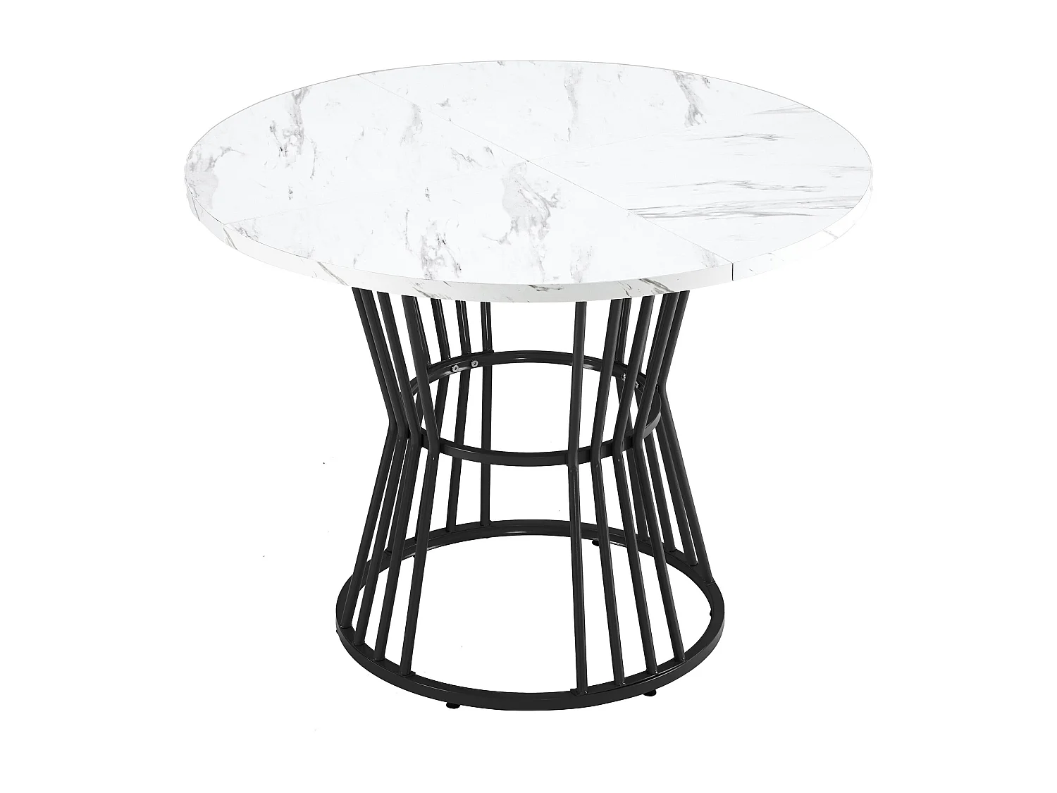 Table à manger blanc - Table à manger avec plateau en MDF et pieds en métal noir - décoration à motifs