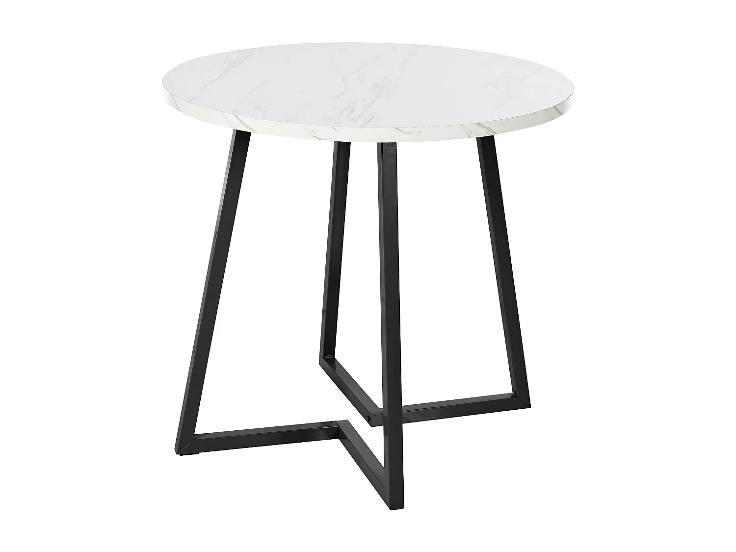Table à manger blanc - Table à manger avec plateau en MDF et pieds en métal noir - décoration à motifs