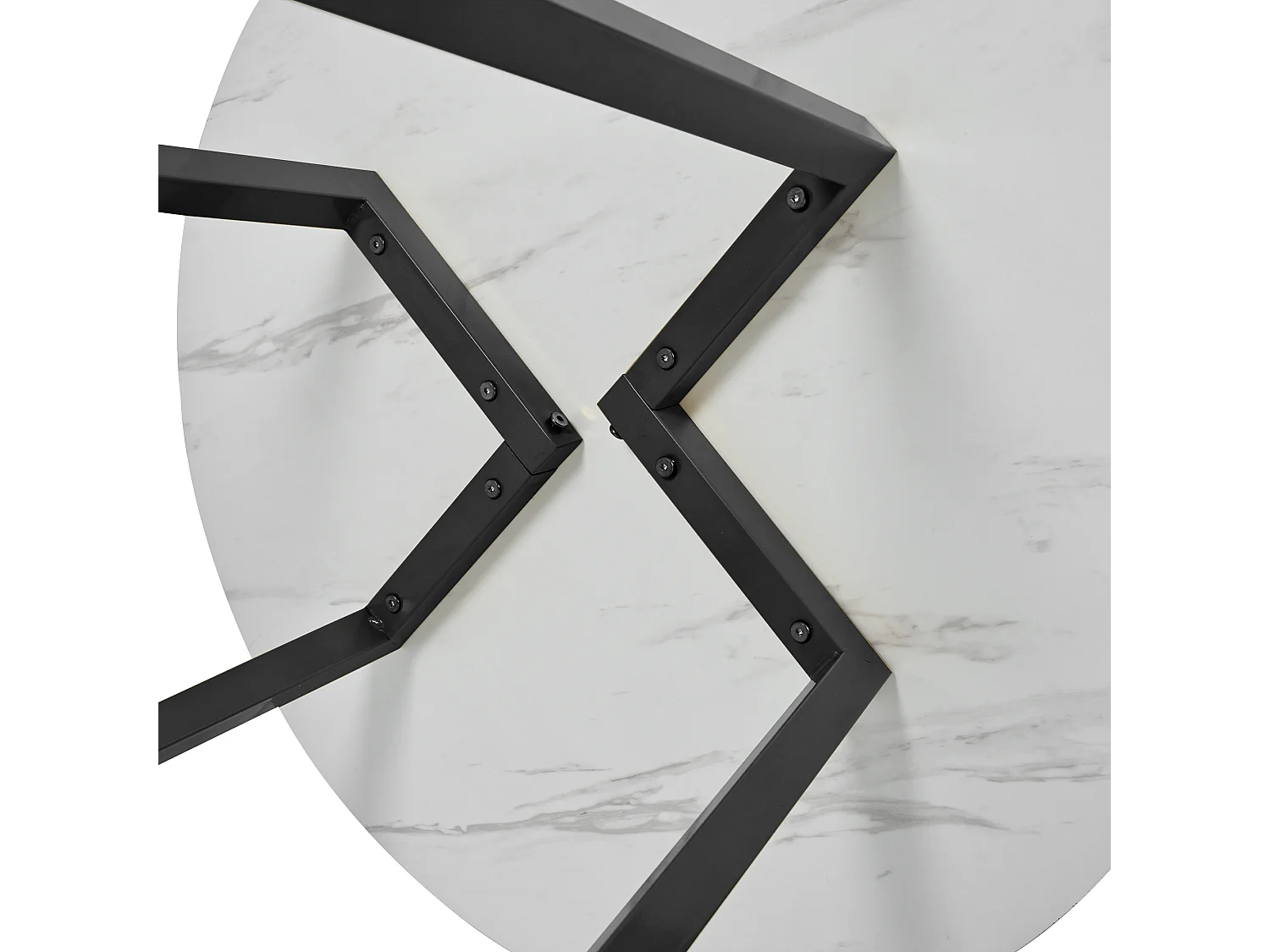 Table à manger blanc - Table à manger avec plateau en MDF et pieds en métal noir - décoration à motifs