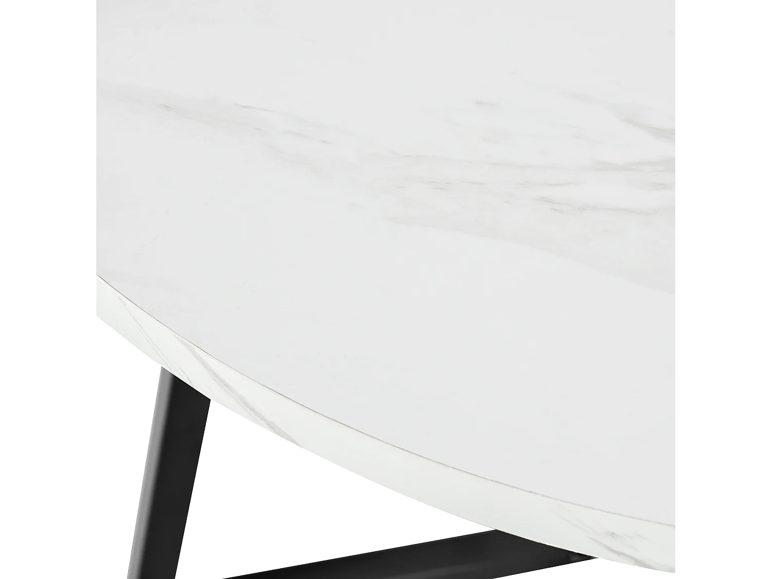 Table à manger blanc - Table à manger avec plateau en MDF et pieds en métal noir - décoration à motifs
