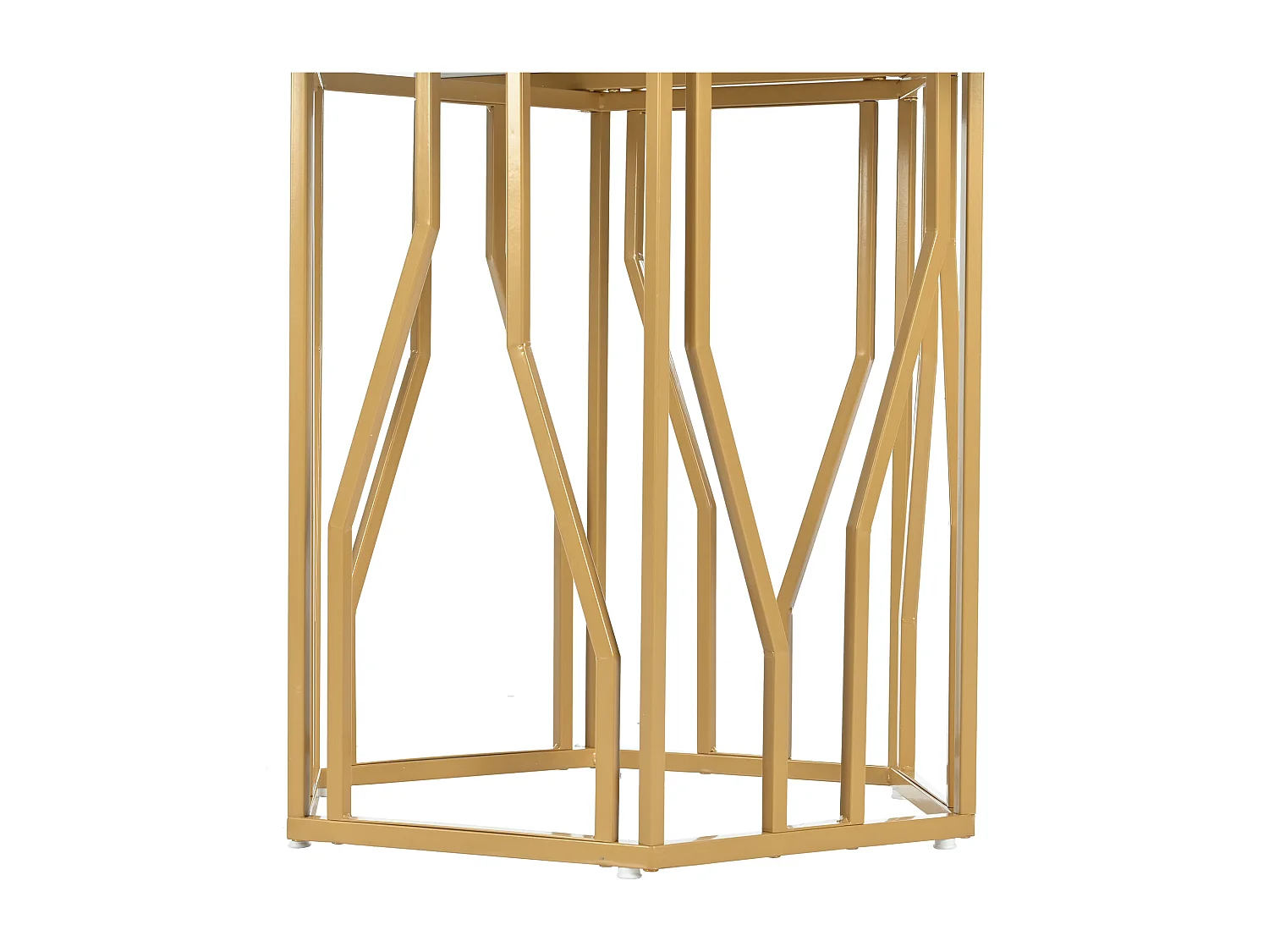 Table à manger blanc - Table à manger avec plateau hexagonal et structure en métal doré -  pour la salle à manger et le salon