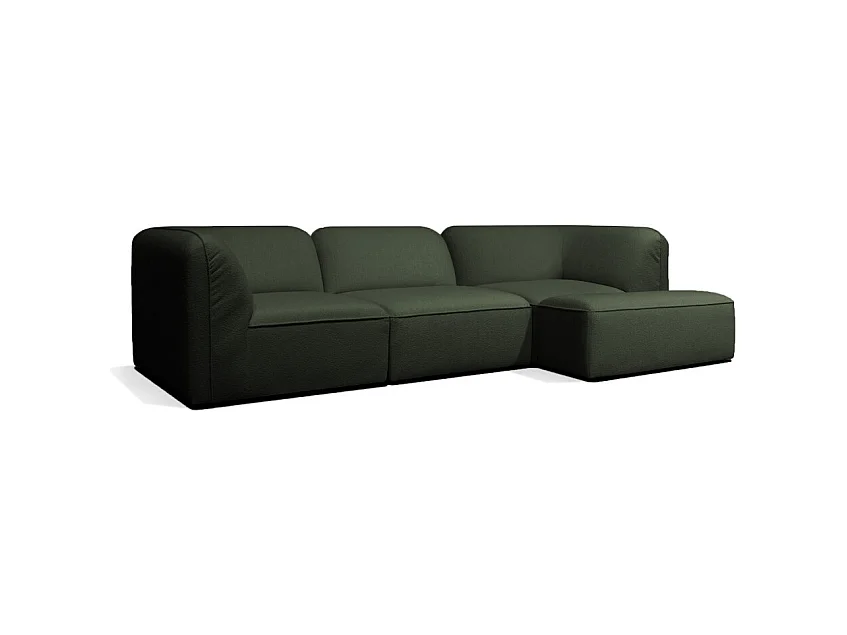 Noor - Pouf pour canapé modulable en tissu bouclette - Vert kaki