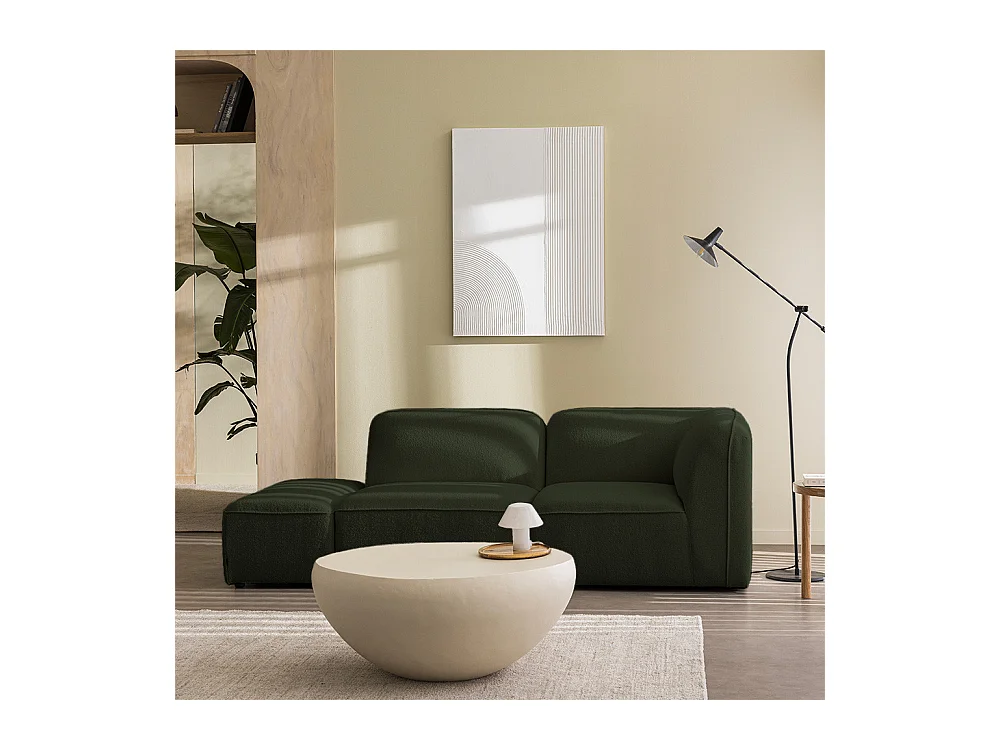 Noor - Pouf pour canapé modulable en tissu bouclette - Vert kaki