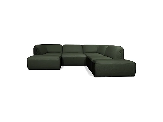 Noor - Pouf pour canapé modulable en tissu bouclette - Vert kaki