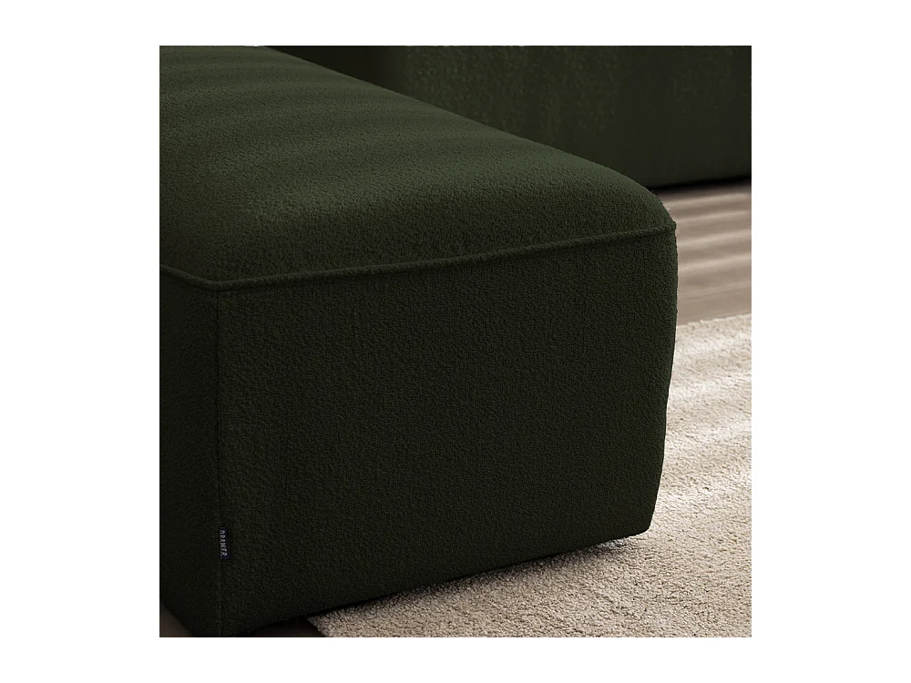 Noor - Pouf pour canapé modulable en tissu bouclette - Vert kaki