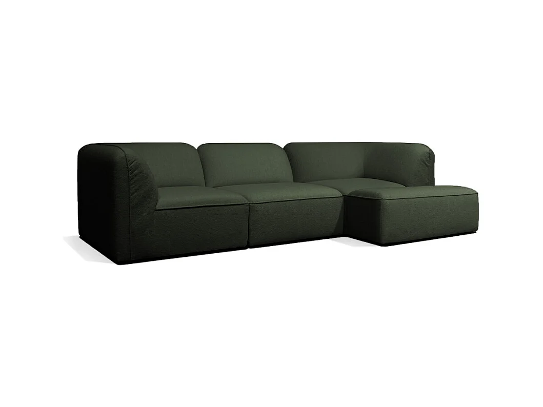 Noor - Pouf pour canapé modulable en tissu bouclette - Vert kaki