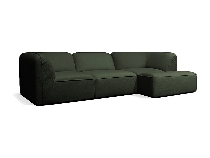 Noor - Pouf pour canapé modulable en tissu bouclette - Vert kaki