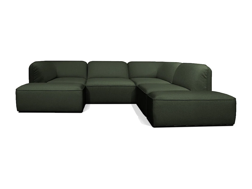 Noor - Pouf pour canapé modulable en tissu bouclette - Vert kaki