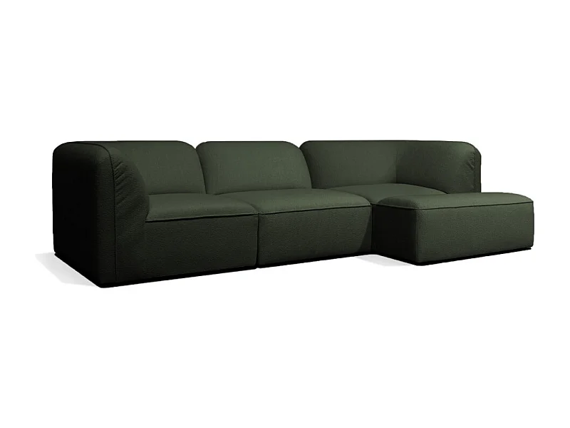 Noor - Pouf pour canapé modulable en tissu bouclette - Vert kaki