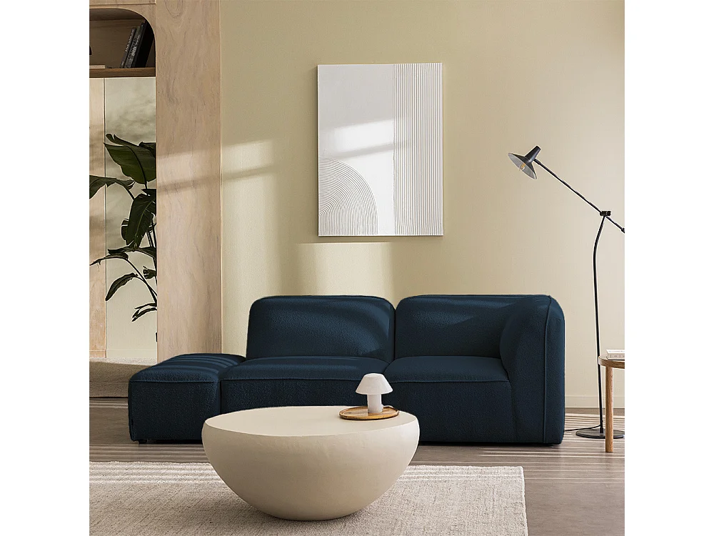 Noor - Pouf pour canapé modulable en tissu bouclette - Bleu marine