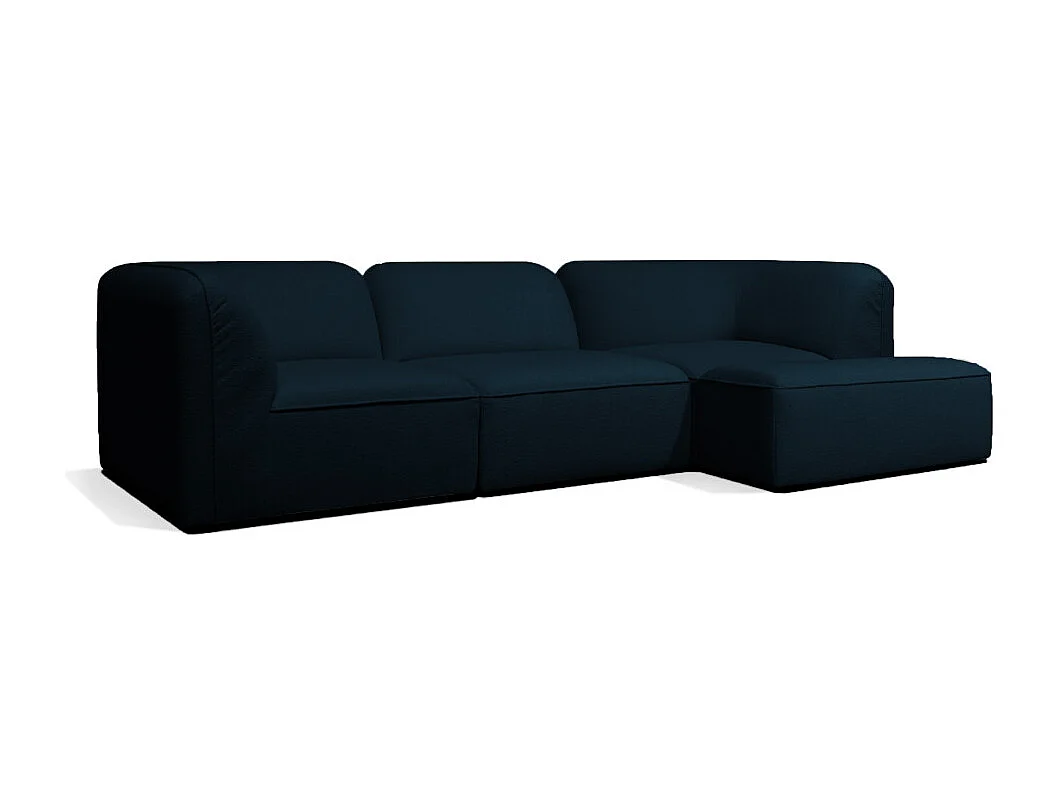 Noor - Pouf pour canapé modulable en tissu bouclette - Bleu marine