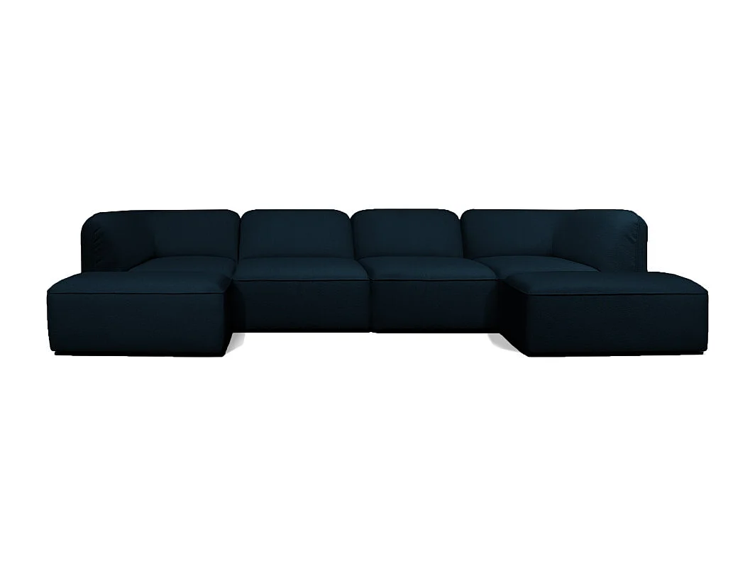 Noor - Pouf pour canapé modulable en tissu bouclette - Bleu marine