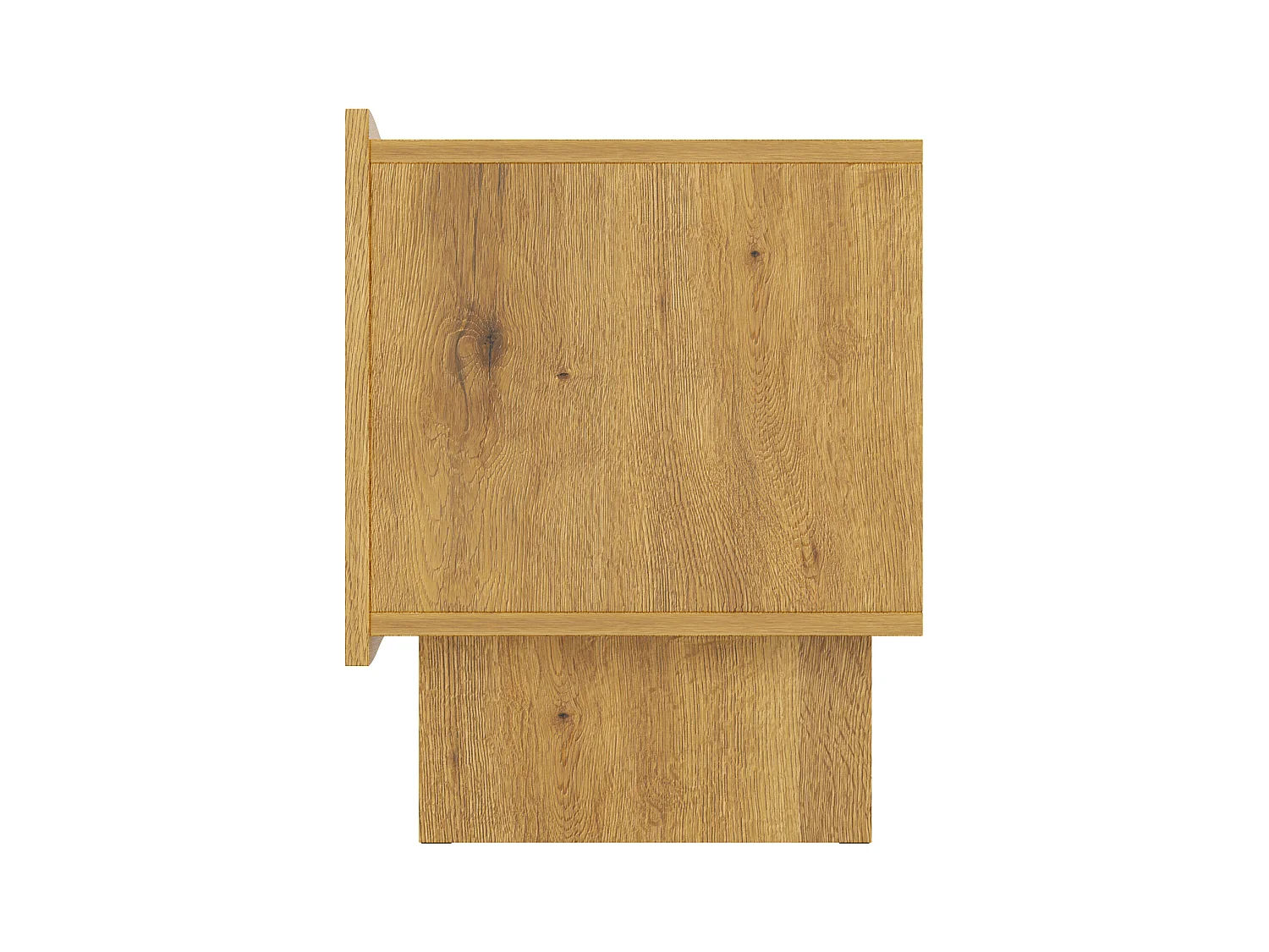 Meuble TV couleur naturelle avec 4 portes et passe-câbles, design à motifs ondulés 155x36x47cm