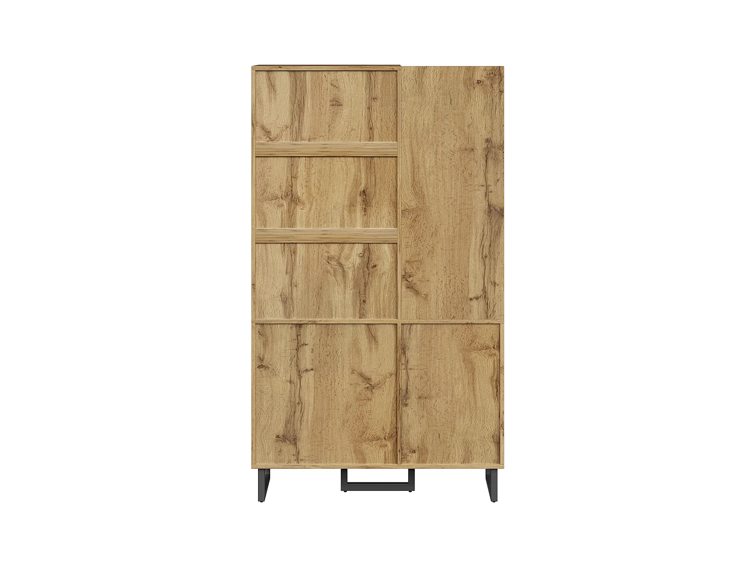 Armoire naturelle avec 2 tiroirs et 2 portes, étagères ouvertes, matériau MDF 110x38x186 cm