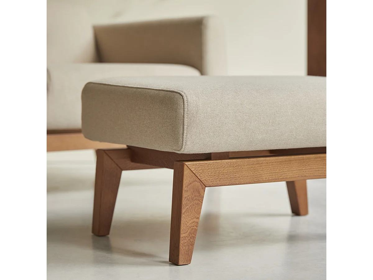 Fußhocker mit naturfarbenem Stoffbezug Bjorn, 1-Sitzer