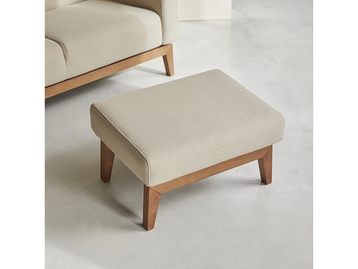 Fußhocker mit naturfarbenem Stoffbezug Bjorn, 1-Sitzer