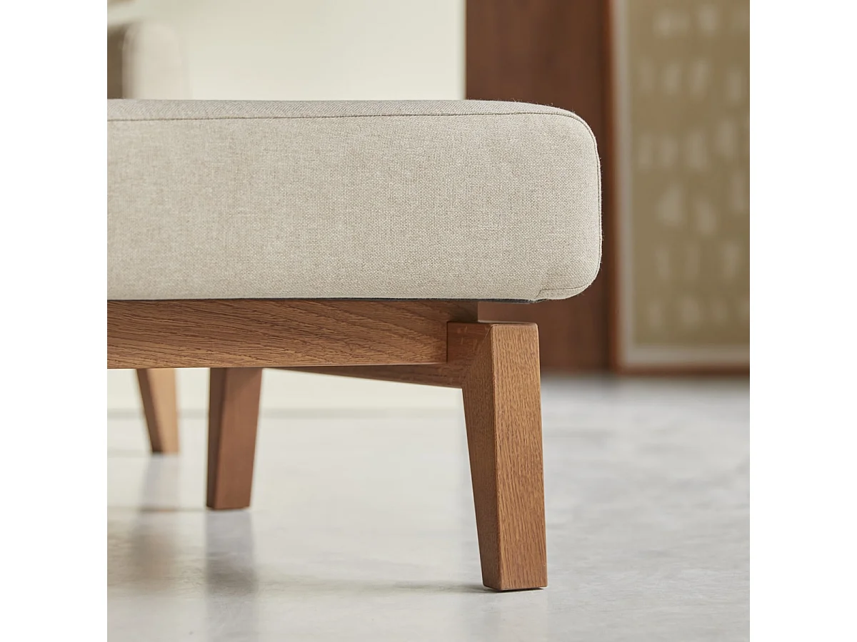 Fußhocker mit naturfarbenem Stoffbezug Bjorn, 1-Sitzer