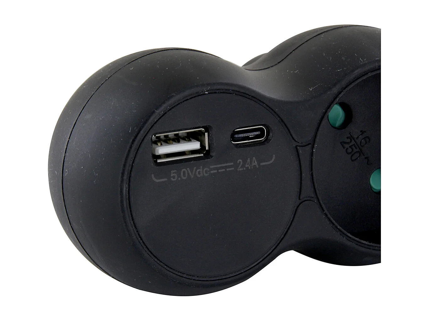 Domino 2x16A + USB-A/C - Noir - Chacon