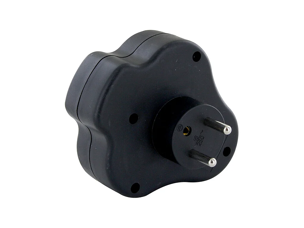 Domino 3x16A + interrupteur - Noir - Chacon