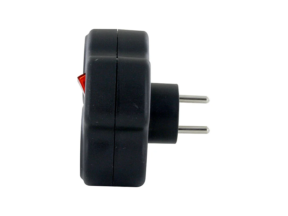 Domino 3x16A + interrupteur - Noir - Chacon