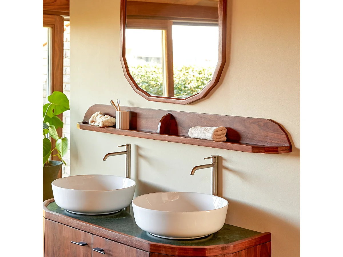 Mensola da parete per il bagno in palissandro massello 140 cm