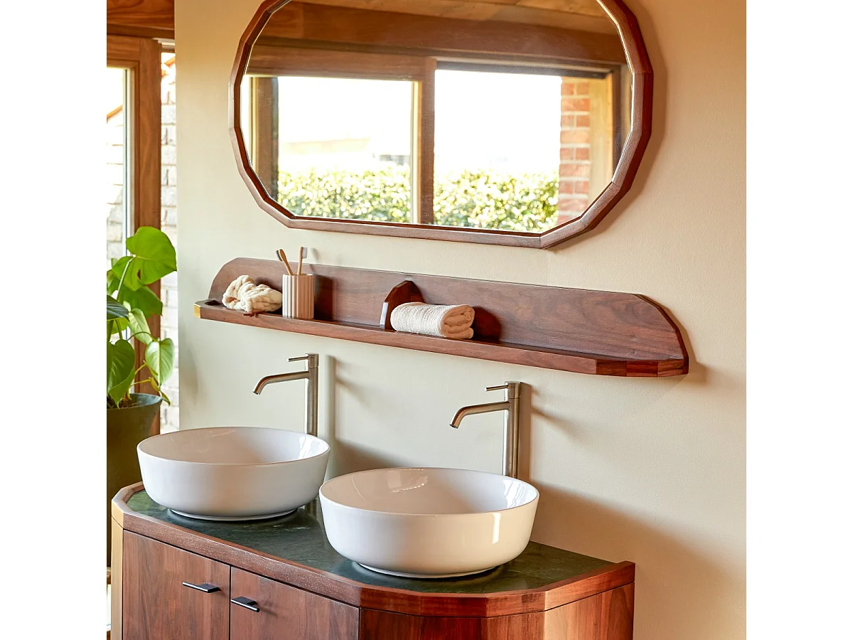 Mensola da parete per il bagno in palissandro massello 140 cm