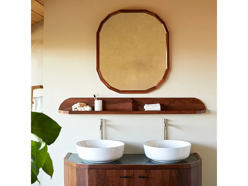 Badezimmerwandregal aus massivem Palisanderholz, 140 cm