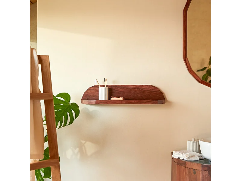 Badezimmerwandregal aus massivem Palisanderholz, 60 cm
