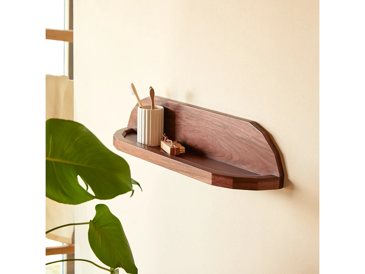 Mensola da parete per il bagno in legno di palissandro massello 60 cm