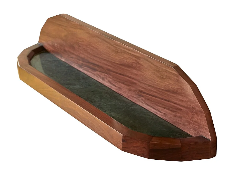 Mensola da parete in legno di palissandro massello e marmo verde 60 cm