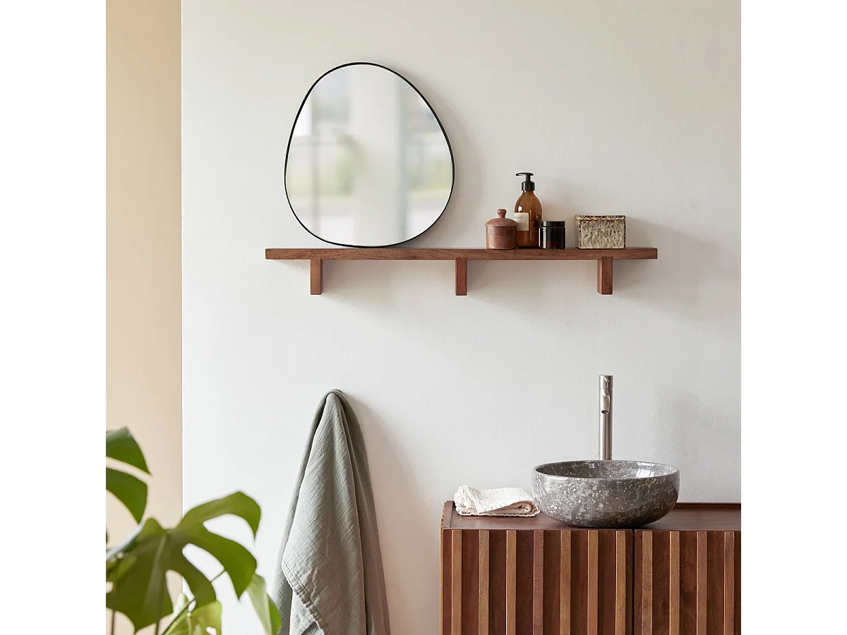 Scaffale a parete per bagno orizzontale in legno di palissandro Bahya