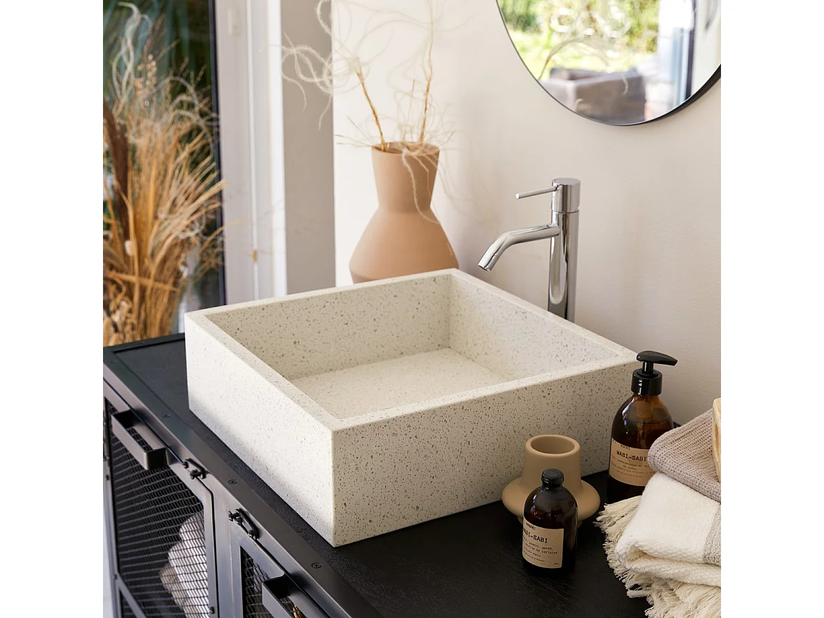 Elegantes Waschbecken aus Marmor- und Premium-Terrazzo Made White