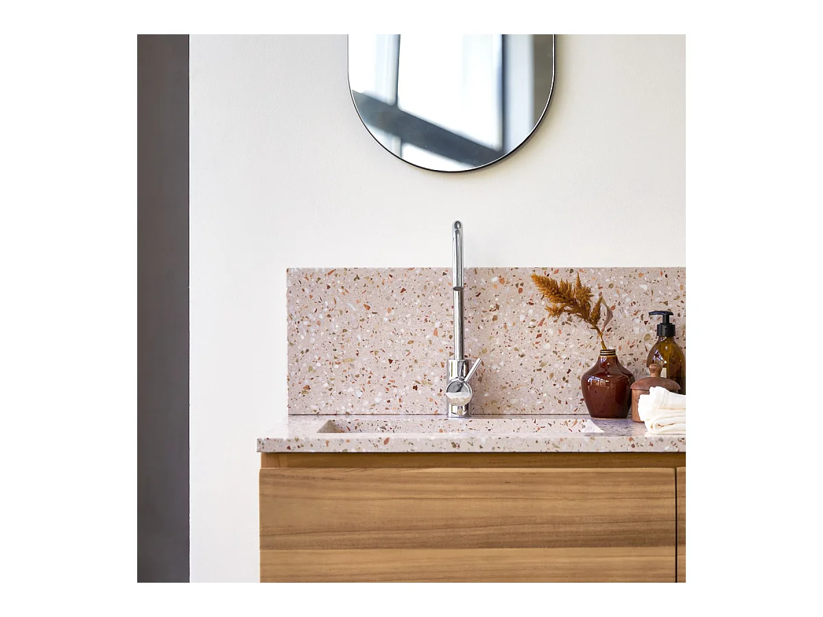 Pannello paraschizzi Ava in battuto di terrazzo premium pink 100 cm