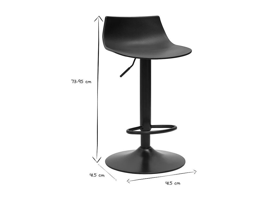 Tabourets de bar réglables design noirs (lot de 2) KELLY