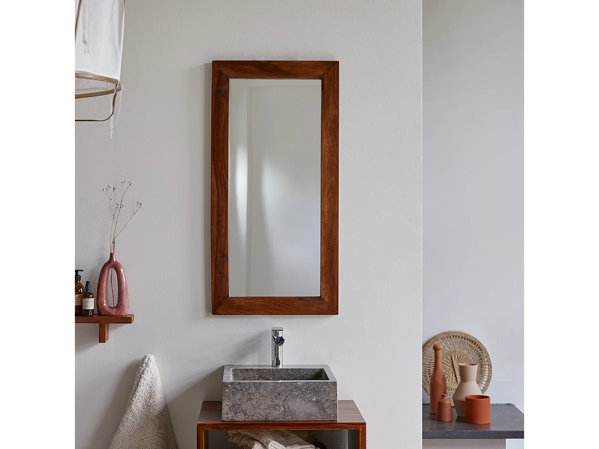 Spiegel Badezimmer Flur Schlafzimmer Wandspiegel 100x50 cm Massivholz Palisander