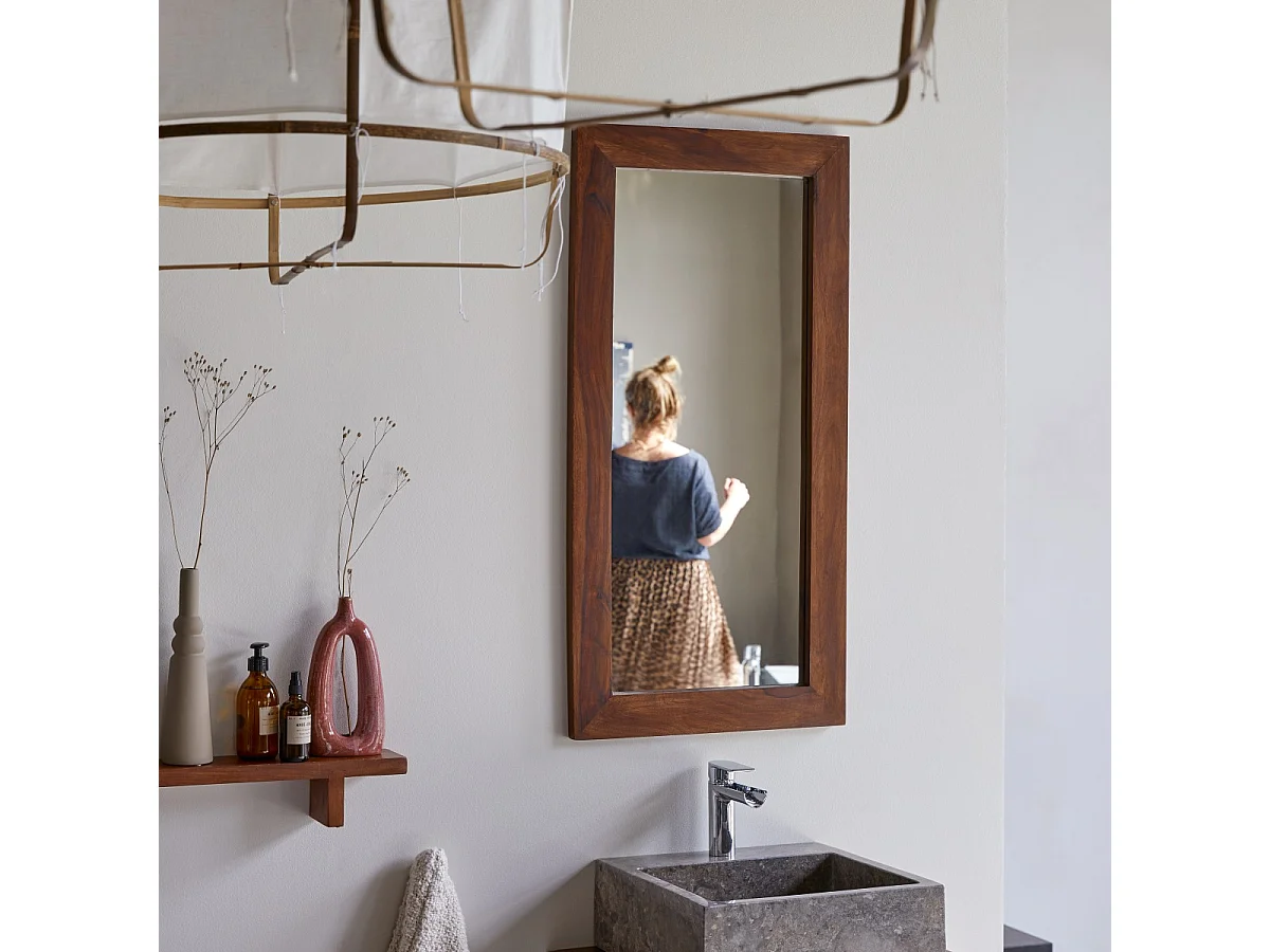 Spiegel Badezimmer Flur Schlafzimmer Wandspiegel 100x50 cm Massivholz Palisander