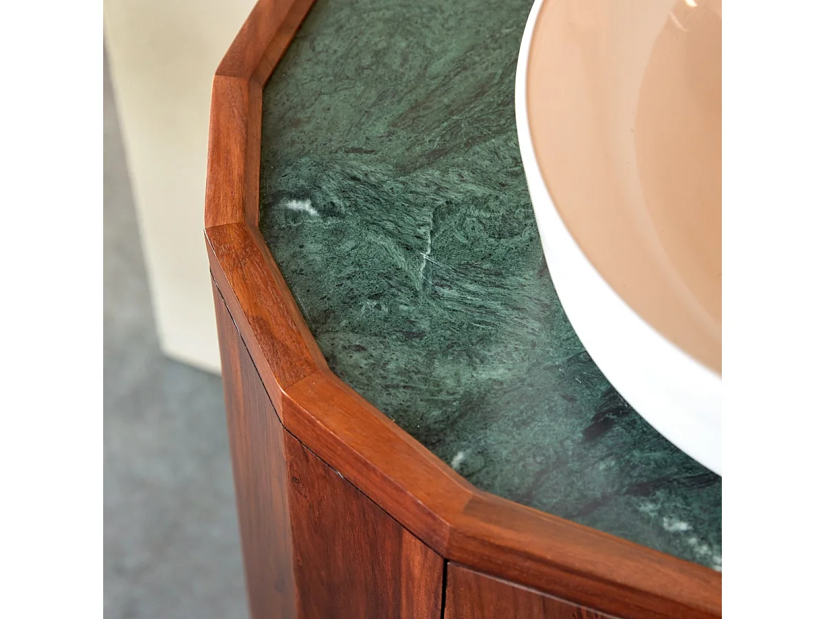 Waschtischunterschrank Jade aus massivem Palisanderholz und Marmor 120 cm