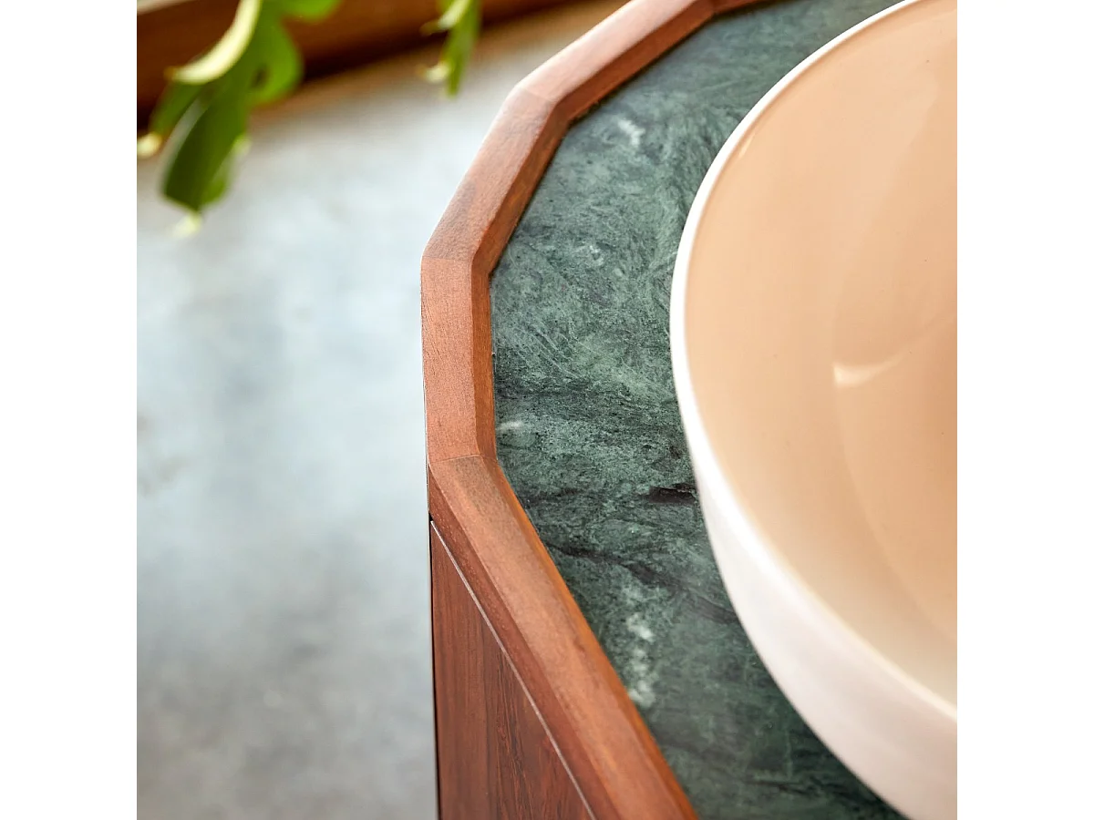 Waschtischunterschrank Jade aus massivem Palisanderholz und Marmor 120 cm