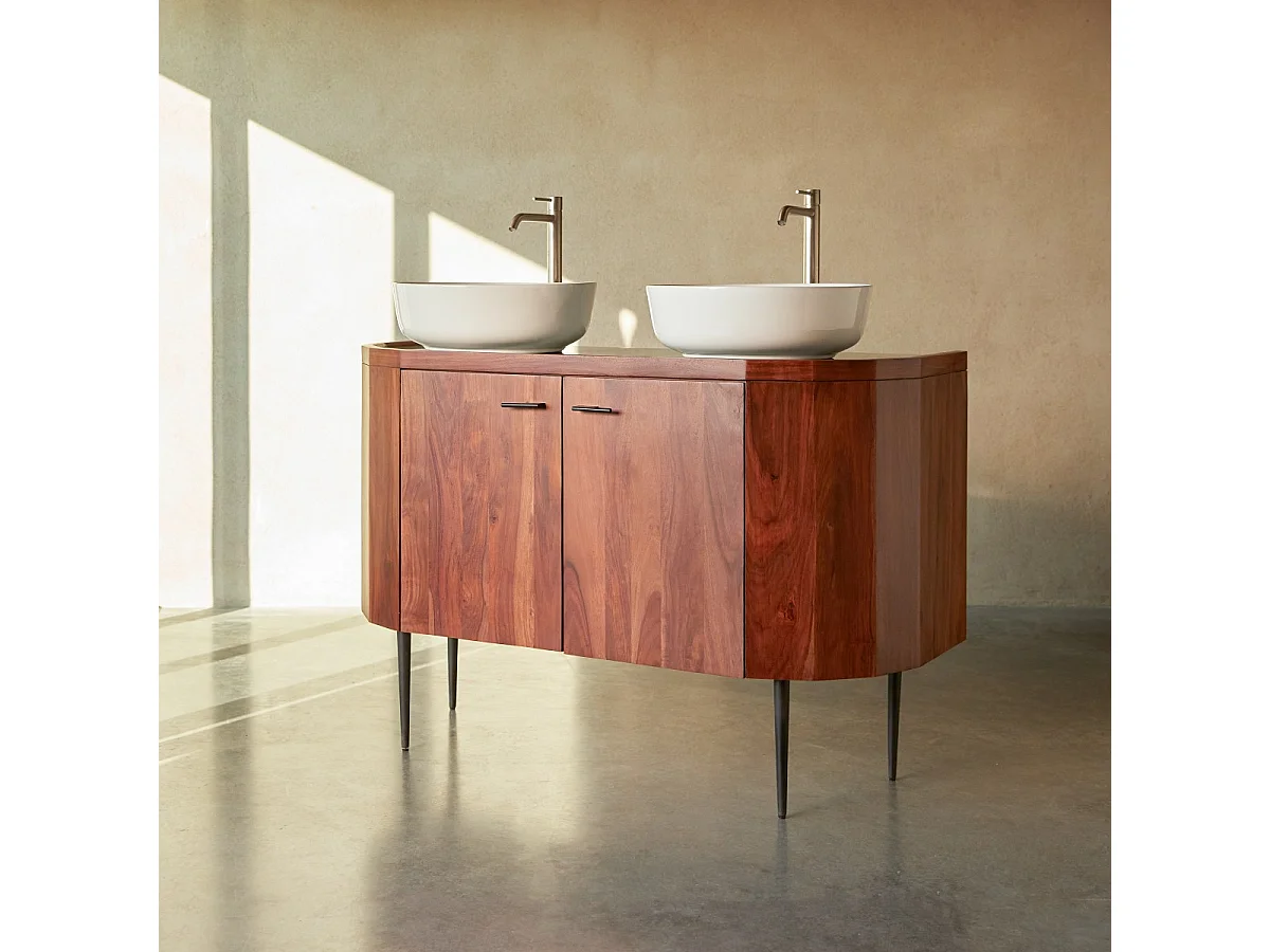 Waschtischunterschrank Jade aus massivem Palisanderholz und Marmor 120 cm