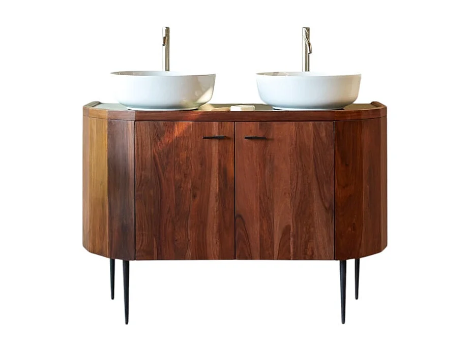 Waschtischunterschrank Jade aus massivem Palisanderholz und Marmor 120 cm