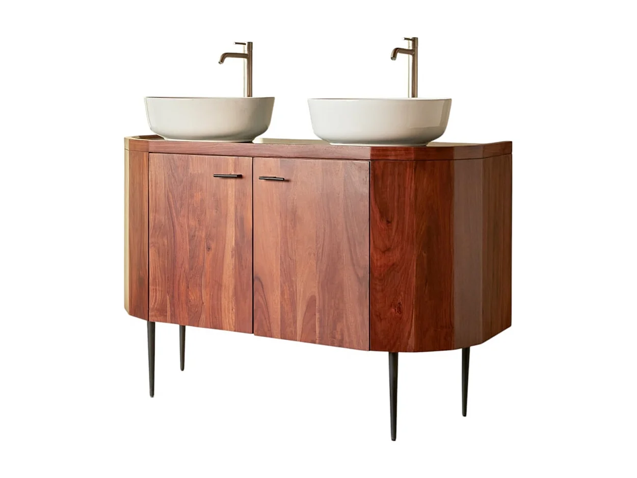 Waschtischunterschrank Jade aus massivem Palisanderholz und Marmor 120 cm