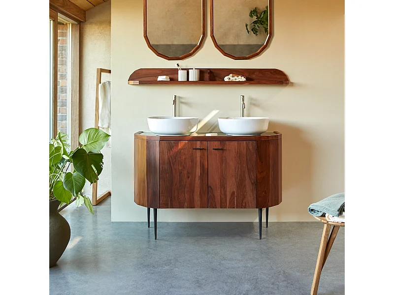 Waschtischunterschrank Jade aus massivem Palisanderholz und Marmor 120 cm