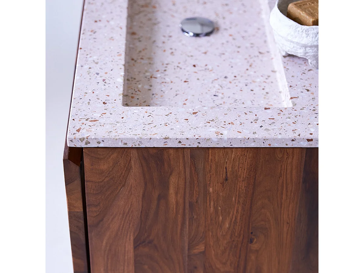 Mobile per il Bagno in palissandro massello e terrazzo premium Pink 120