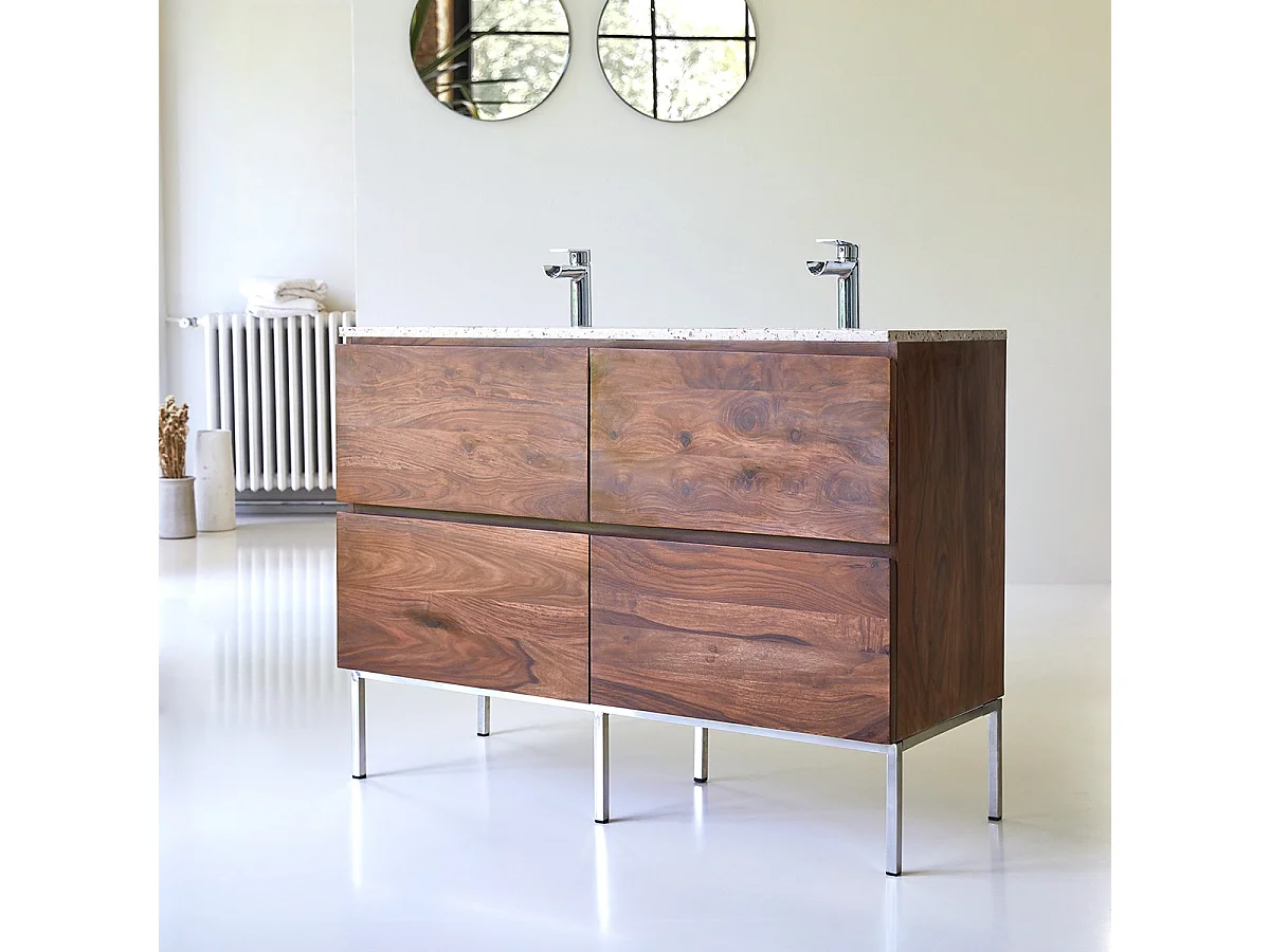 Mobile per il Bagno in palissandro massello e terrazzo premium Pink 120