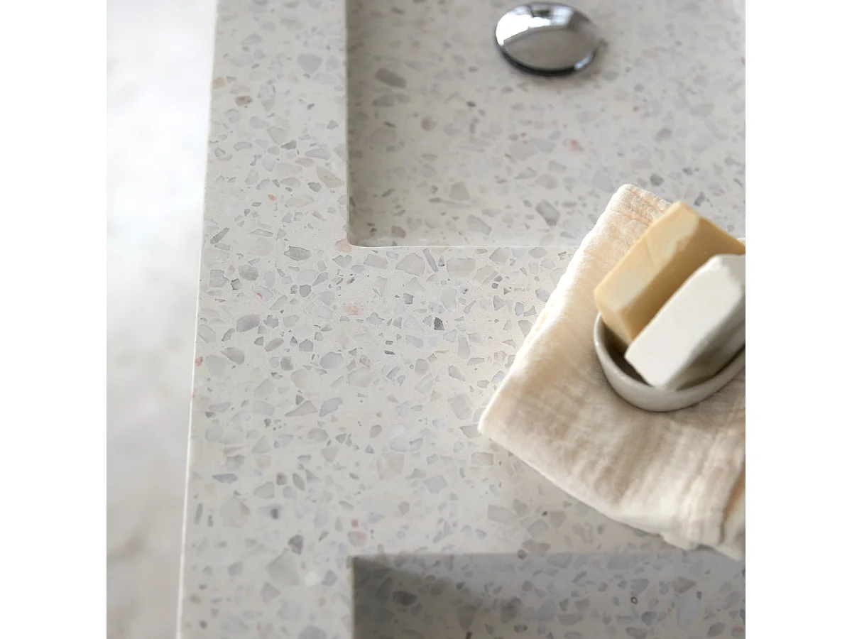 Badmbel Nova aus massivem Palisander und  Premium-Terrazzo Moon 120