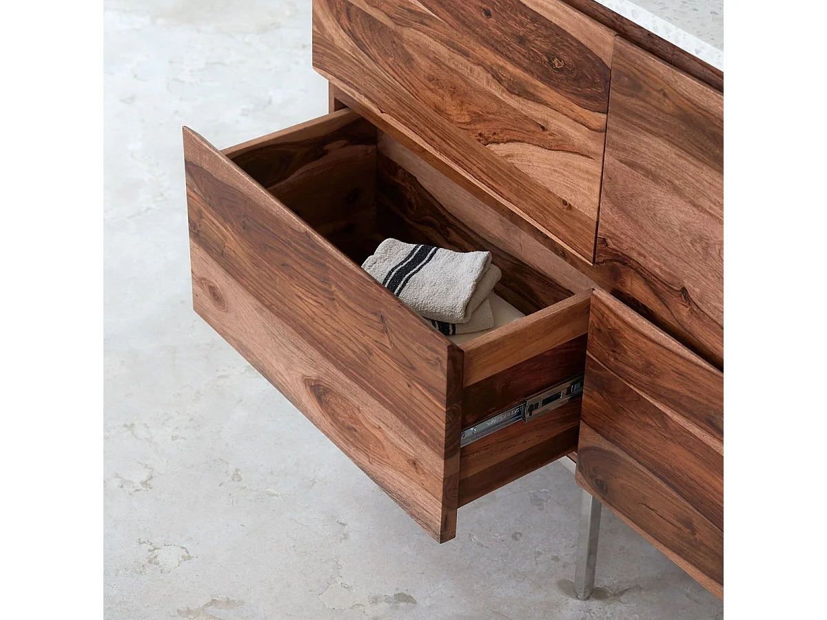 Badmbel Nova aus massivem Palisander und  Premium-Terrazzo Moon 120